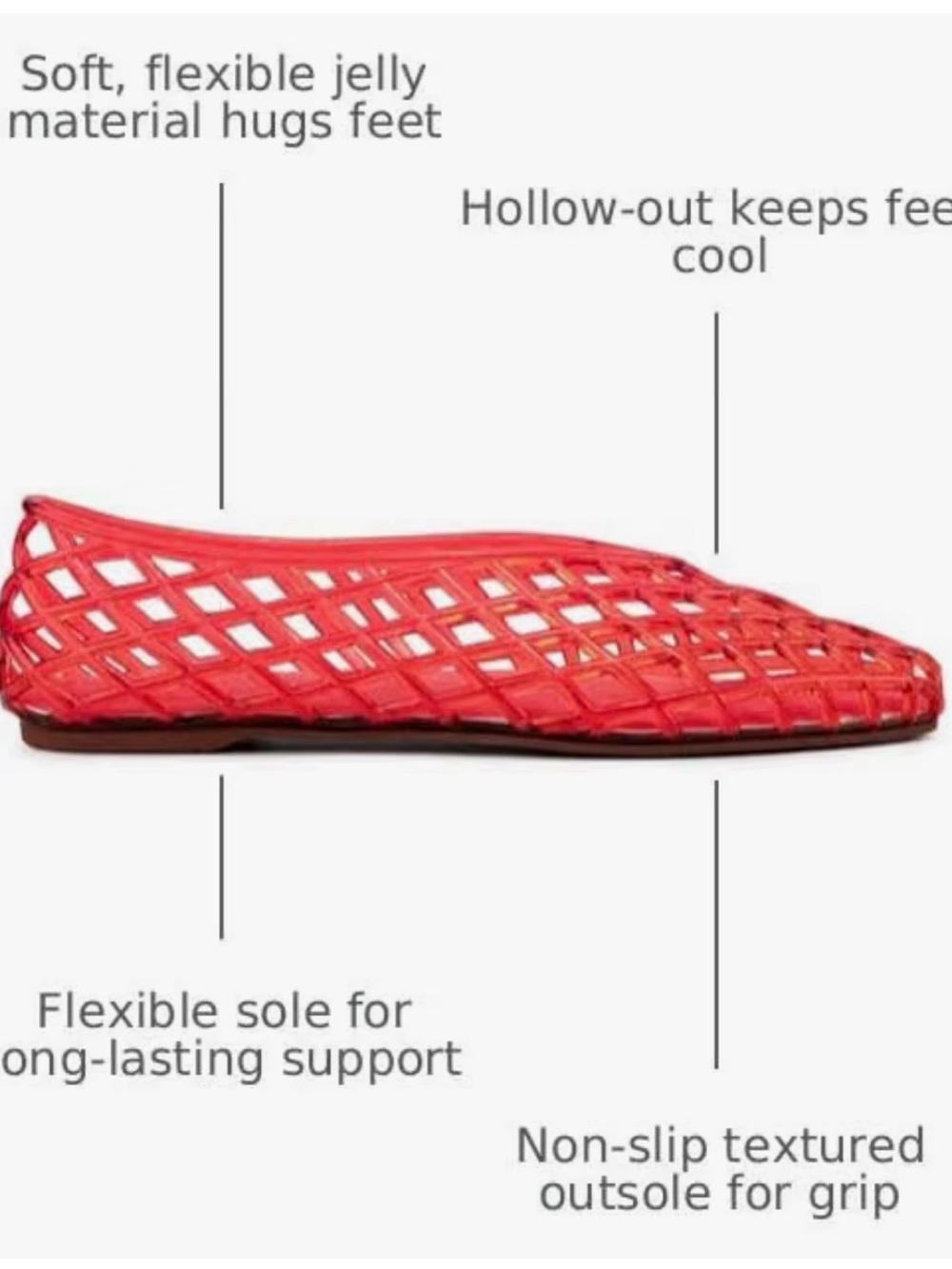 Heva / Red Jelly Ballet Flat for Women
